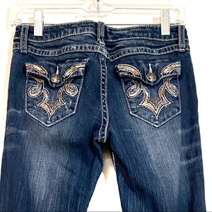 Wrangler Rock47 Ultra Low Rise Boot Cut Jeans w/Embellished Pockets Size  0 x 34